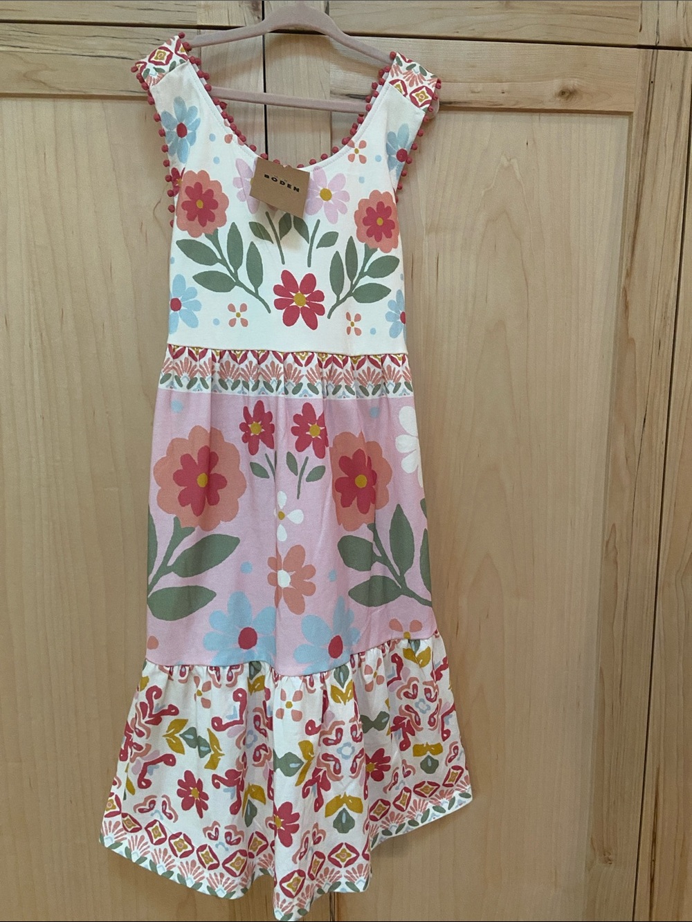 Mini BODEN Girls Kids Floral Tiered Sundress - Pink Multi